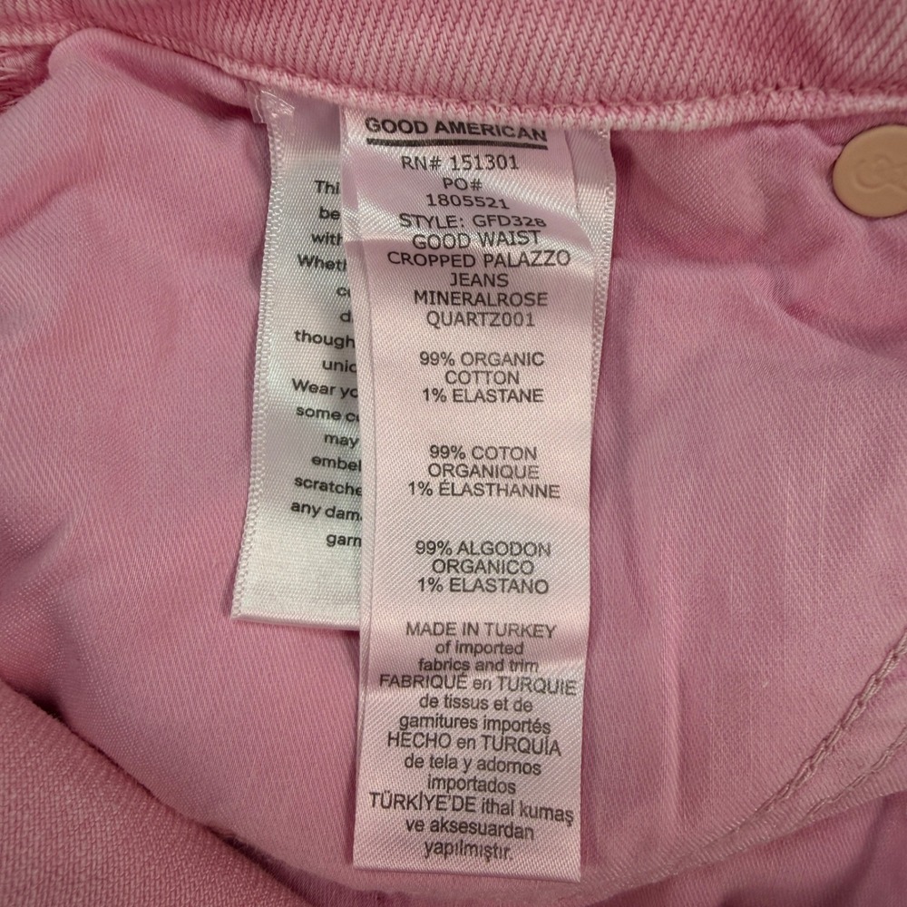 Good American Good Waist Palazzo Crop Jeans Pink Mineral Rose Quartz Size 10/30 - Picture 6 of 11